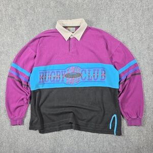 Vintage 1993 Rugby I.O.U. Club Colorblock Polo 90s Boxy L/XL